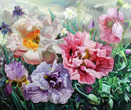 Zoe Feng nz fine art oil on board, flower paintings